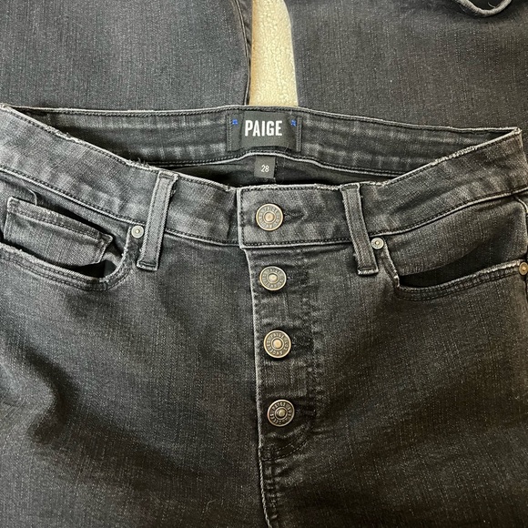 PAIGE women’s Black Flare Jeans with button fly, size 28 - Picture 5 of 5